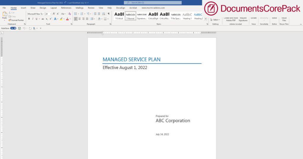 Managed Service Plan